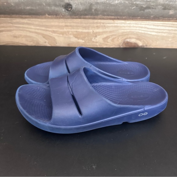 OOFOS OOAH Men's 11 Women’s 13 Navy Slide Sandal Comfort Slip-On Recovery Shoes - Picture 2 of 9